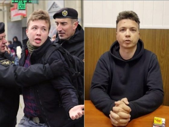 Žurnalistas Romanas Protasevičius sulaikomas. Kauno dienos fotomontažas